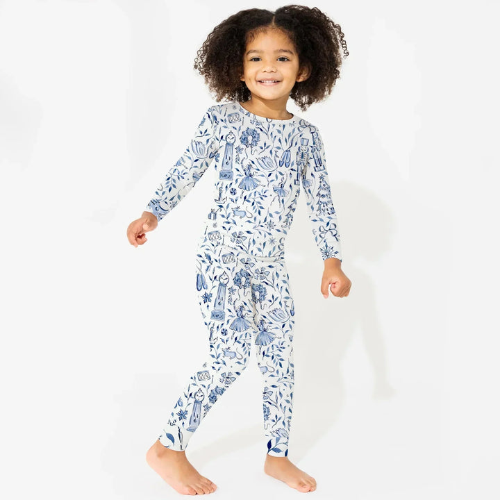 Christmas Nutcracker Toile Two Piece Long Sleeve Pajama Set , Christmas Nutcracker Toile Two Piece Long Sleeve Pajama Set - 12-18M / Blue