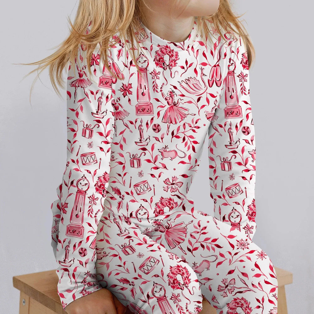 Christmas Nutcracker Toile Two Piece Long Sleeve Pajama Set , Christmas Nutcracker Toile Two Piece Long Sleeve Pajama Set - 12-18M / Blue