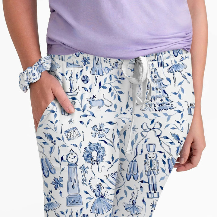 Christmas Nutcracker Toile Women Pajama Set , Christmas Nutcracker Toile Women Pajama Set - Only Shirt / S / Blue