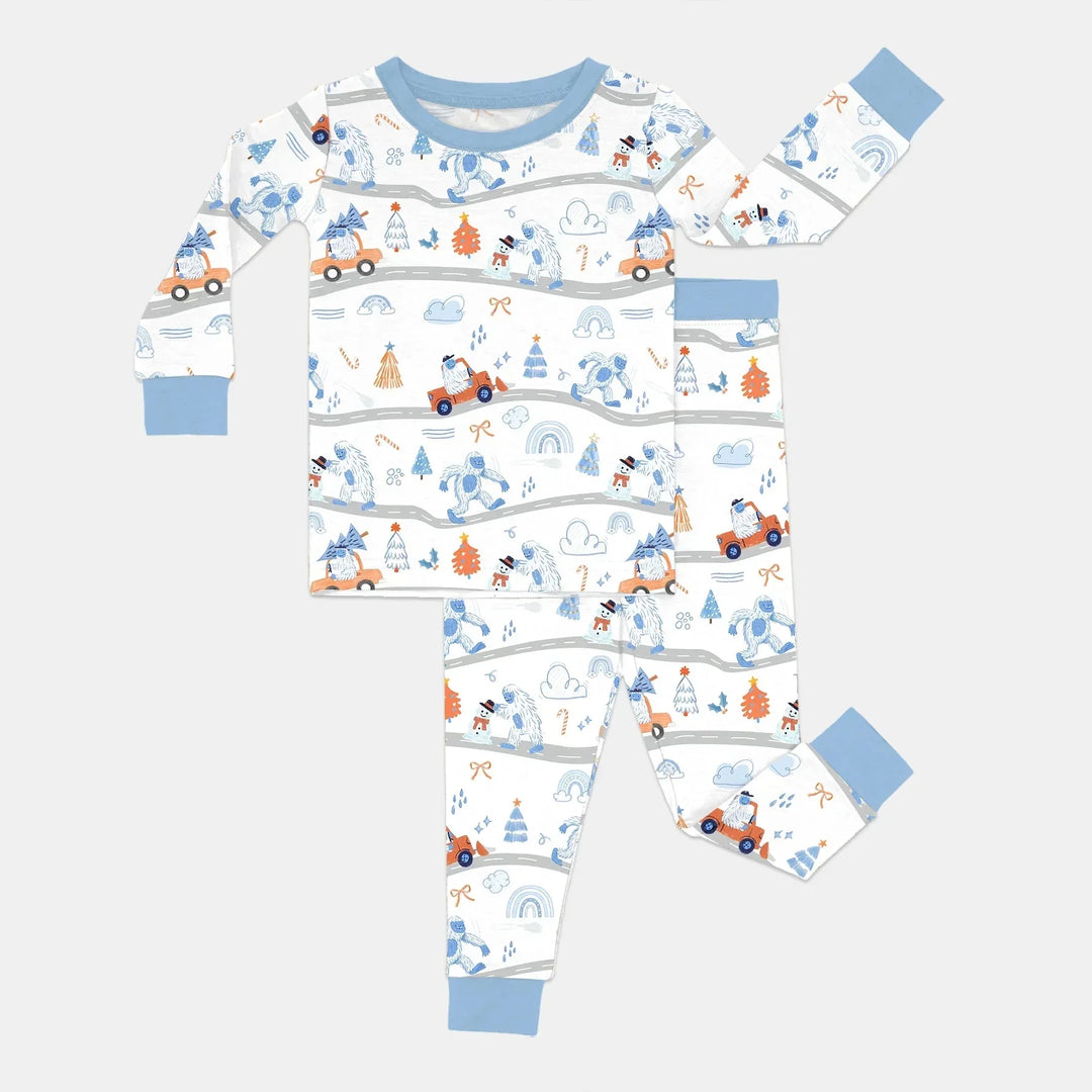 Christmas Sasquatch Two Piece Long Sleeve Pajama Set , Christmas Sasquatch Two Piece Long Sleeve Pajama Set - 12-18M