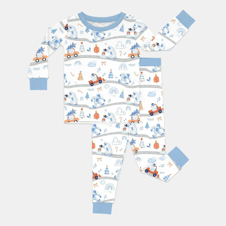 Christmas Sasquatch Two Piece Long Sleeve Pajama Set , Christmas Sasquatch Two Piece Long Sleeve Pajama Set - 12-18M