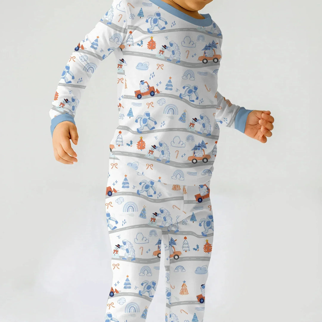 Christmas Sasquatch Two Piece Long Sleeve Pajama Set , Christmas Sasquatch Two Piece Long Sleeve Pajama Set - 12-18M