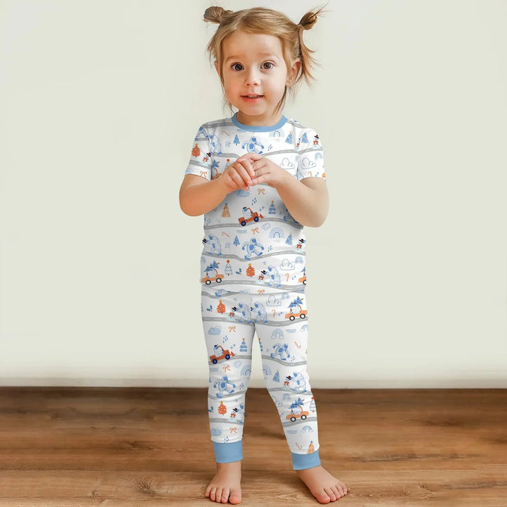 Christmas Sasquatch Two Piece Short Sleeve Pajama Set , Christmas Sasquatch Two Piece Short Sleeve Pajama Set - 12-18M