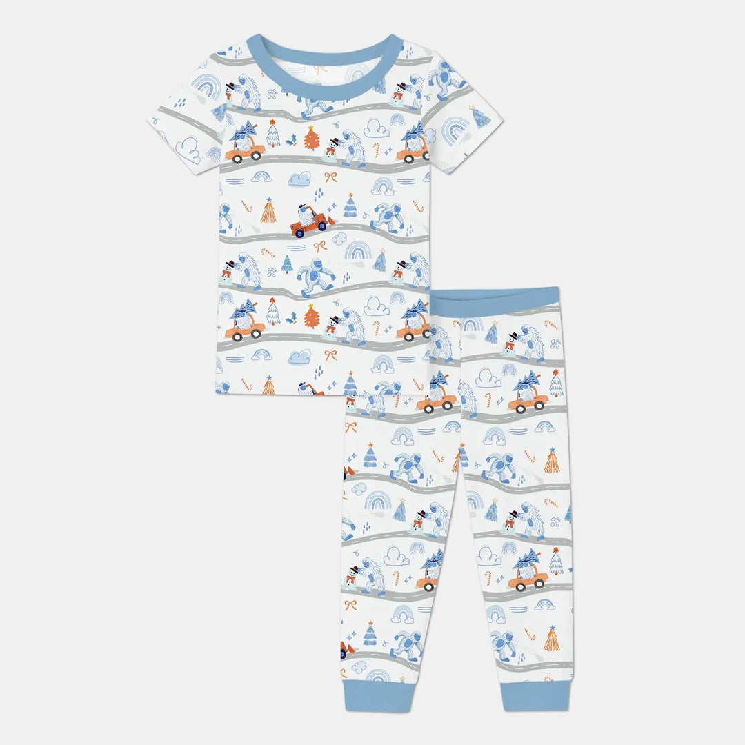 Christmas Sasquatch Two Piece Short Sleeve Pajama Set , Christmas Sasquatch Two Piece Short Sleeve Pajama Set - 12-18M
