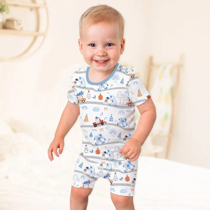 Christmas Sasquatch Two Piece Short Sleeve Shorts Pajama Set , Christmas Sasquatch Two Piece Short Sleeve Shorts Pajama Set - 12-18M