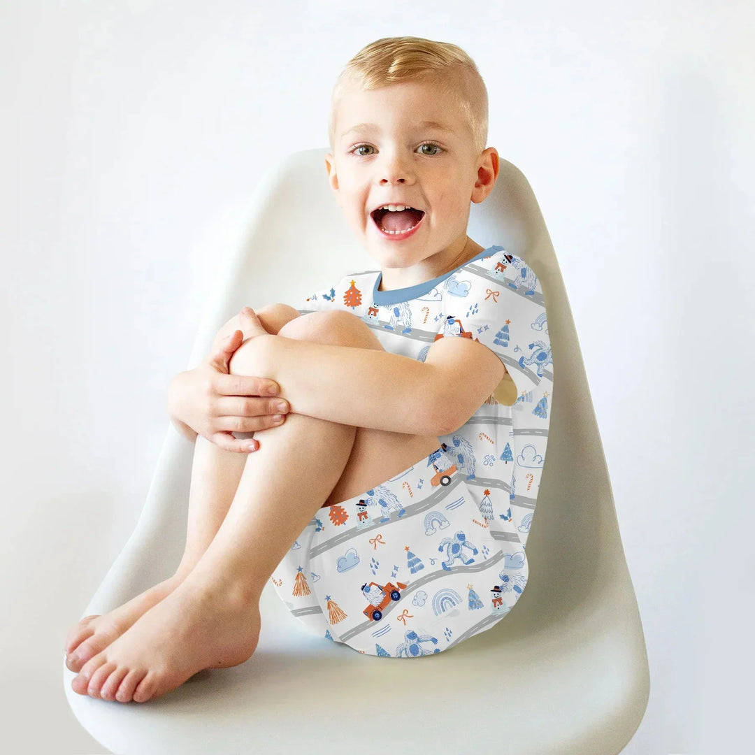Christmas Sasquatch Two Piece Short Sleeve Shorts Pajama Set , Christmas Sasquatch Two Piece Short Sleeve Shorts Pajama Set - 12-18M