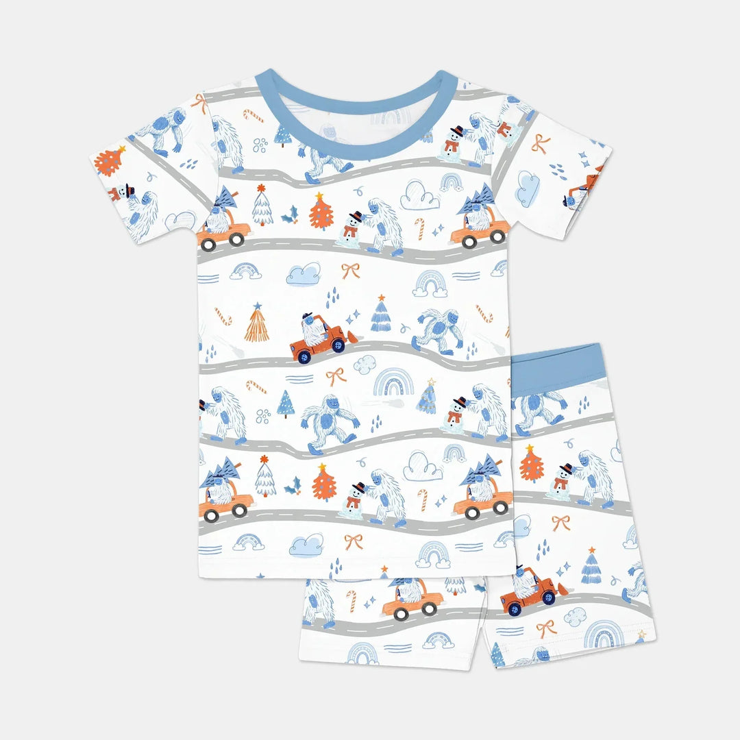 Christmas Sasquatch Two Piece Short Sleeve Shorts Pajama Set , Christmas Sasquatch Two Piece Short Sleeve Shorts Pajama Set - 12-18M