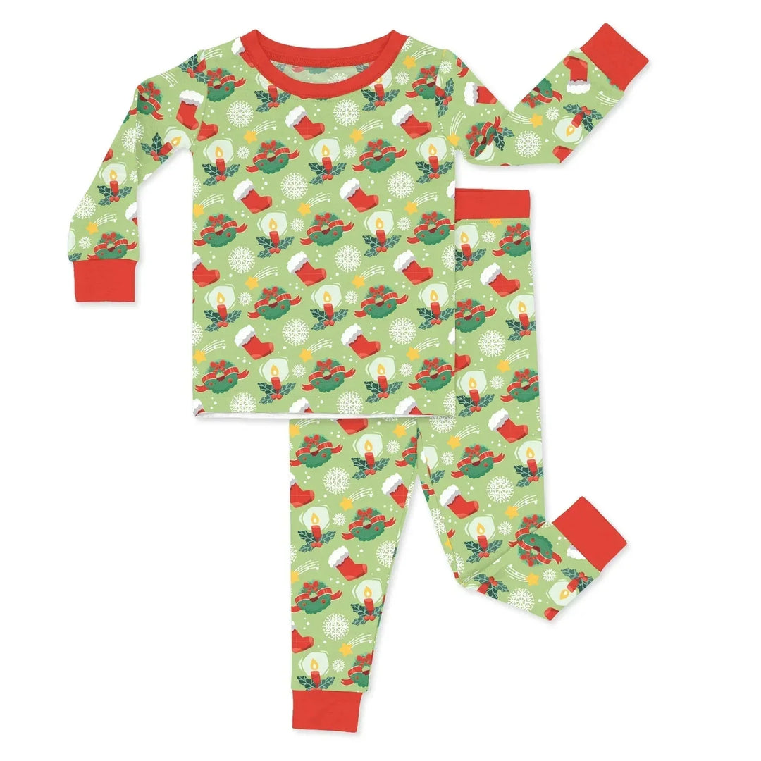 Christmas Sock With Candle Two Piece Pajama Set , Christmas Sock With Candle Two Piece Pajama Set - 12-18M