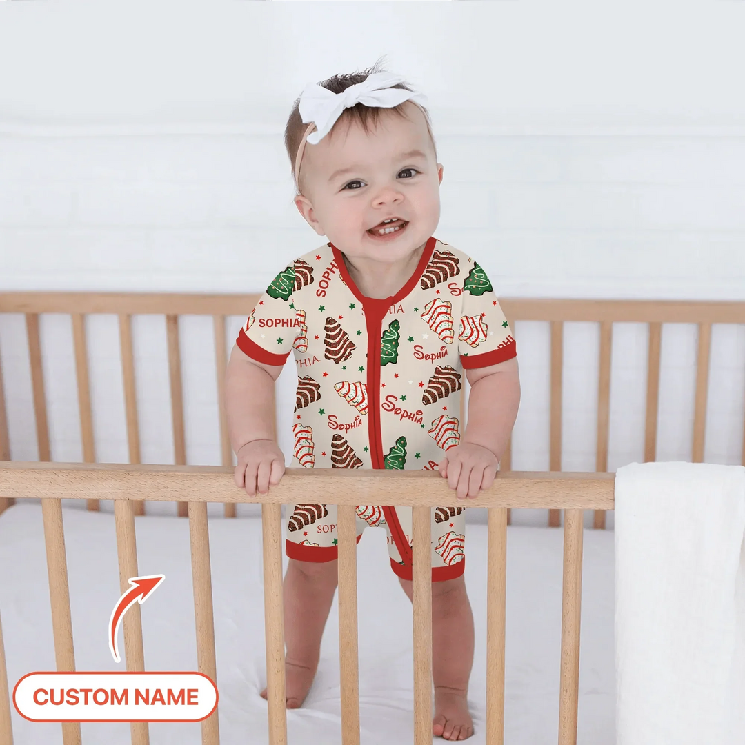 Christmas Tree Cake Custom Name Shorty Zippy , Christmas Tree Cake Custom Name Shorty Zippy - 0-3M