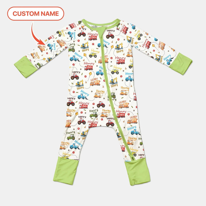 Construction Vehicles Custom Name Convertible Zippy , Construction Vehicles Custom Name Convertible Zippy - 0-3M