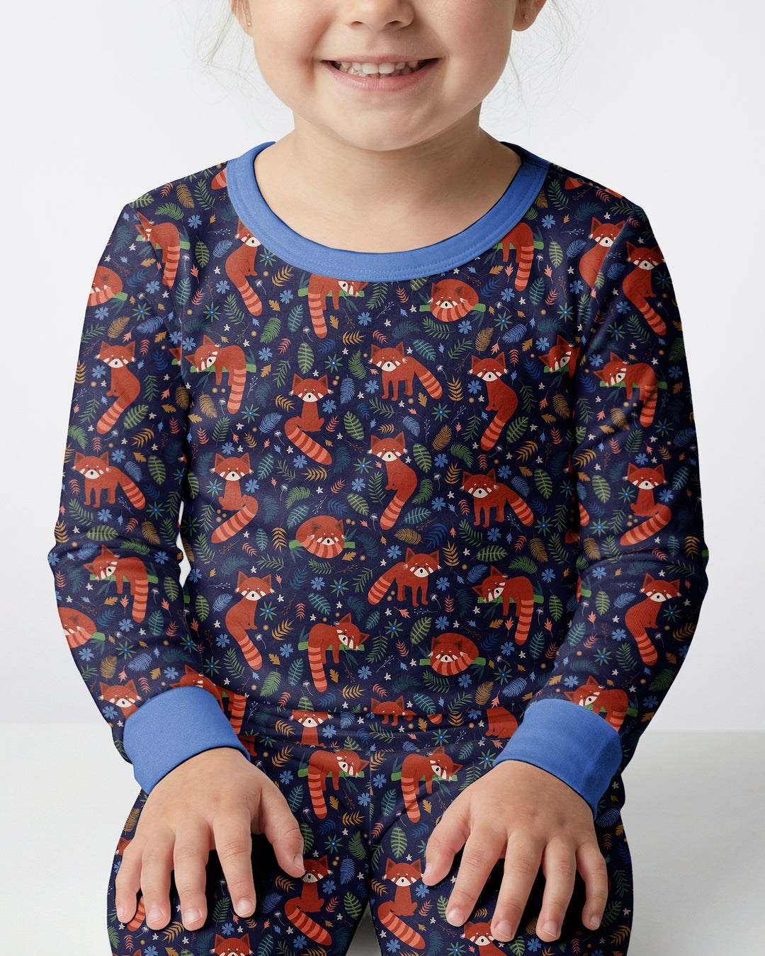 Tossed Red Panda Bamboo Two Piece Long Sleeve Pajama Set
