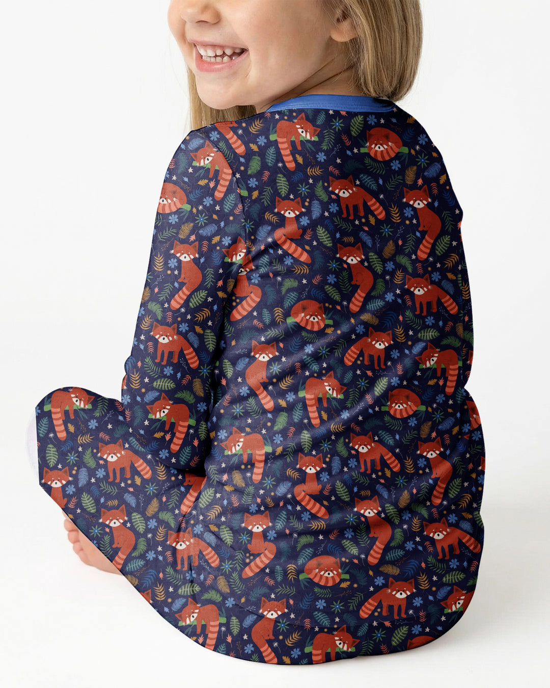 Tossed Red Panda Bamboo Two Piece Long Sleeve Pajama Set
