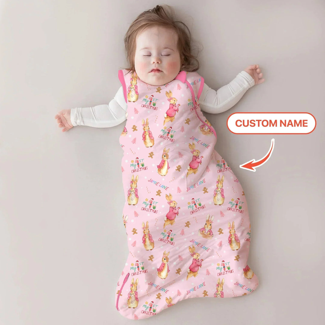 Custom 1st Christmas Rabbit Sleep Bag , Custom 1st Christmas Rabbit Sleep Bag - XS / 0.5 TOG