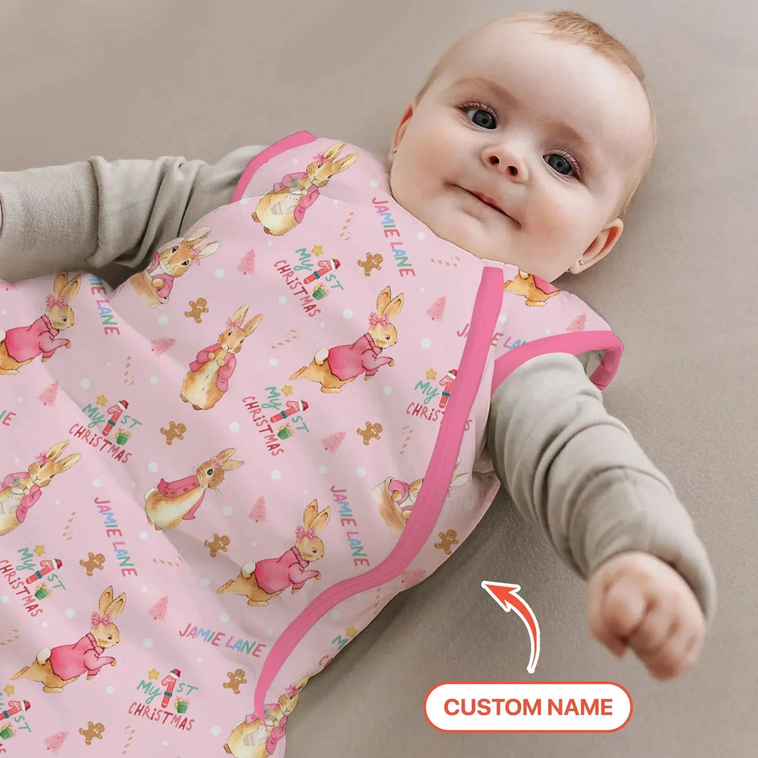Custom 1st Christmas Rabbit Sleep Bag , Custom 1st Christmas Rabbit Sleep Bag - XS / 0.5 TOG