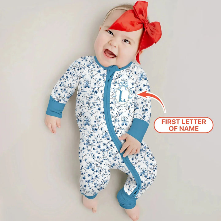 Custom Blue Chinoiserie Teddy Convertible Zippy , Custom Blue Chinoiserie Teddy Convertible Zippy - 0-3M