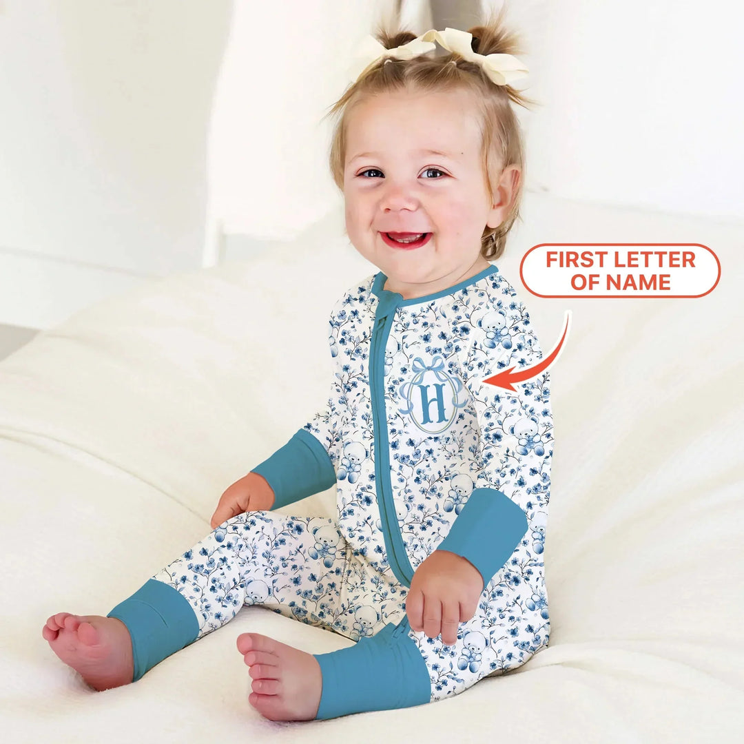 Custom Blue Chinoiserie Teddy Convertible Zippy , Custom Blue Chinoiserie Teddy Convertible Zippy - 0-3M