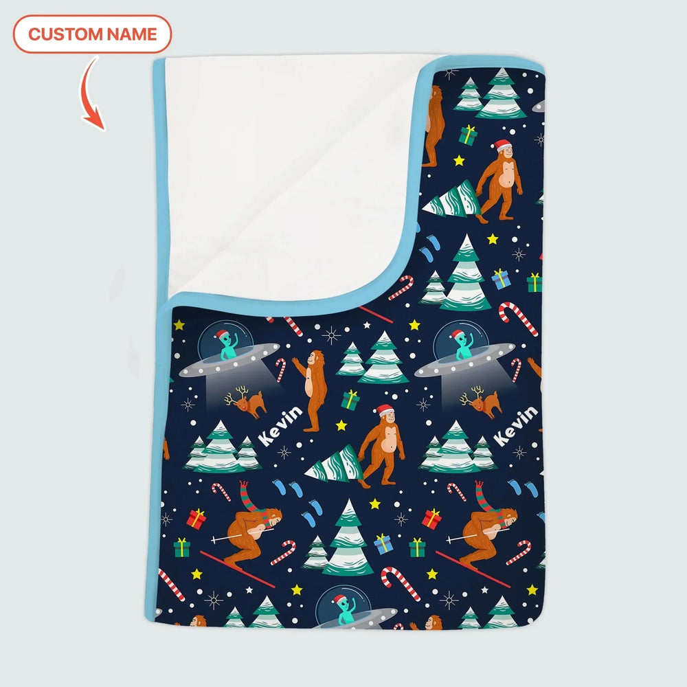 Custom Christmas Bigfoot Toddler Blanket , Custom Christmas Bigfoot Toddler Blanket - Default Title