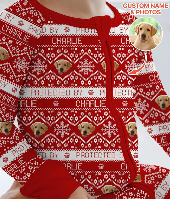 Custom Dog Photo Fair Isle Christmas Convertible Zippy , Custom Dog Photo Fair Isle Christmas Convertible Zippy - 0-3M