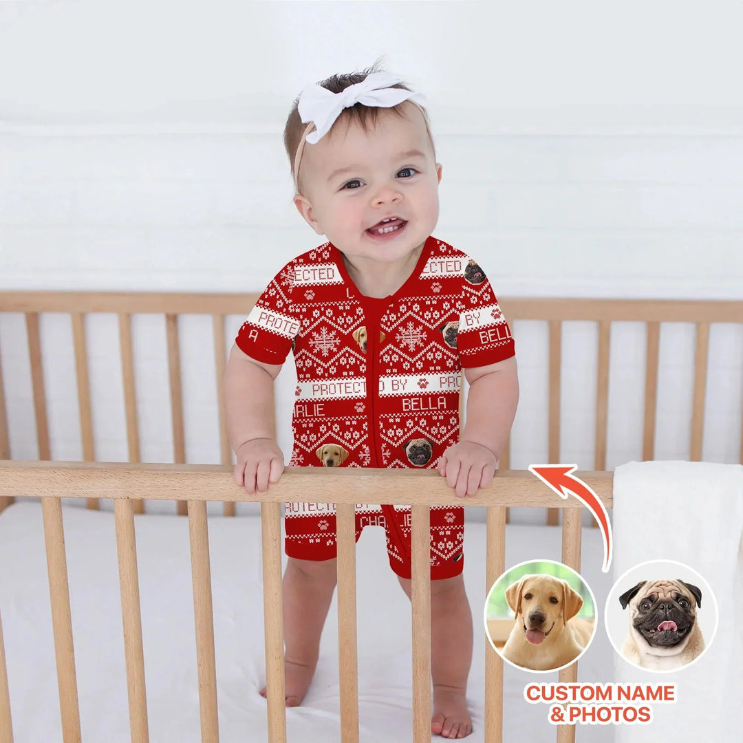 Custom Dog Photo Fair Isle Christmas Shorty Zippy , Custom Dog Photo Fair Isle Christmas Shorty Zippy - 0-3M
