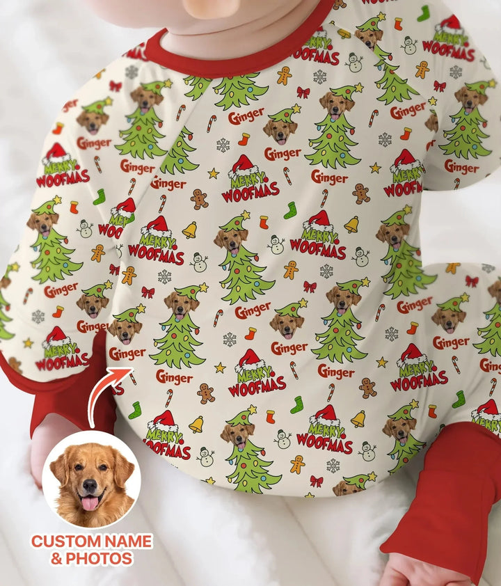 Custom Dog Photo Merry Woofmas Convertible Zippy , Custom Dog Photo Merry Woofmas Convertible Zippy - 0-3M