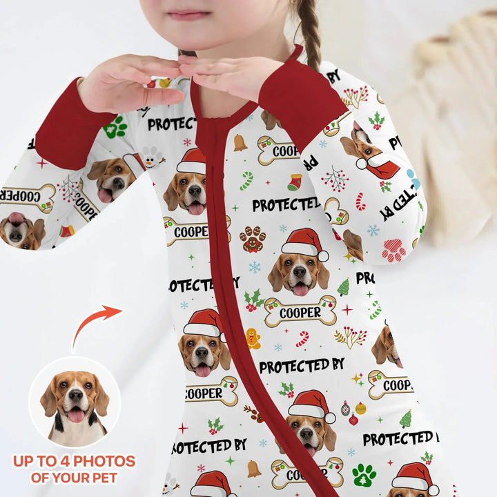 Custom Dog Photo "Protected By" Christmas Convertible Zippy , Custom Dog Photo "Protected By" Christmas Convertible Zippy - 0-3M