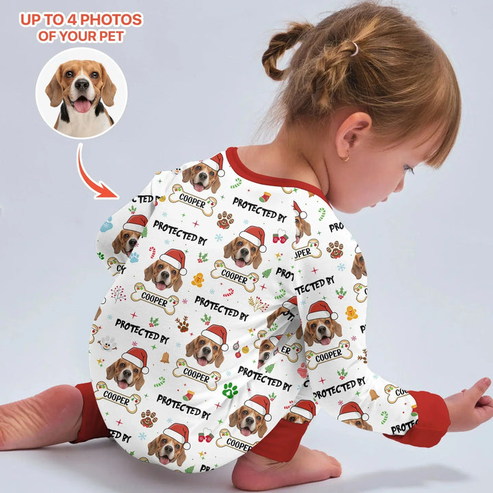 Custom Dog Photo "Protected By" Christmas Convertible Zippy , Custom Dog Photo "Protected By" Christmas Convertible Zippy - 0-3M