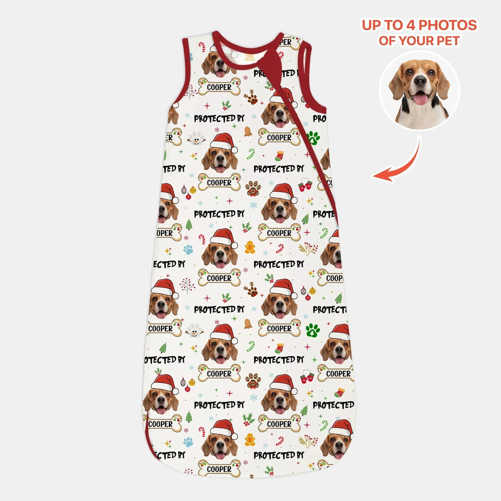 Custom Dog Photo "Protected By" Christmas Sleep Bag , Custom Dog Photo "Protected By" Christmas Sleep Bag - XS / 0.5 TOG