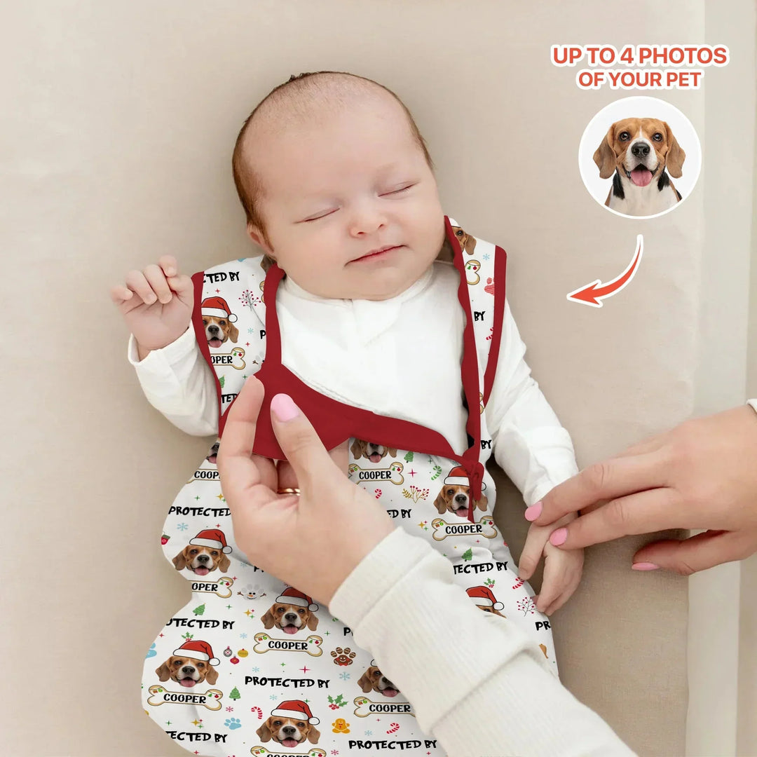 Custom Dog Photo "Protected By" Christmas Sleep Bag , Custom Dog Photo "Protected By" Christmas Sleep Bag - XS / 0.5 TOG