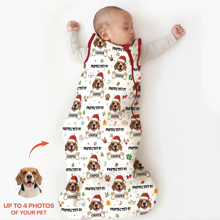 Custom Dog Photo "Protected By" Christmas Sleep Bag , Custom Dog Photo "Protected By" Christmas Sleep Bag - XS / 0.5 TOG