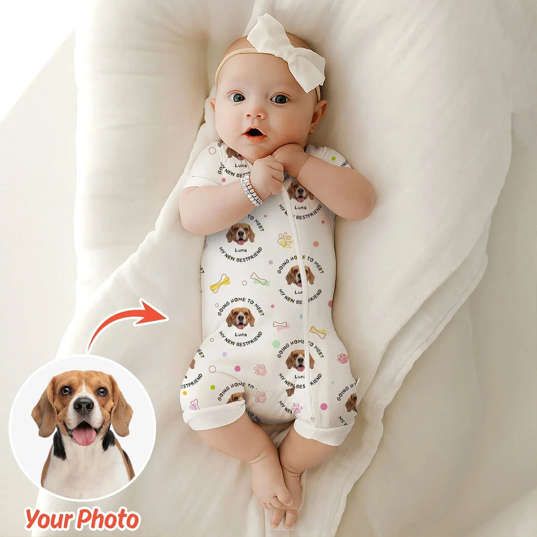 Custom Dogs Photo "Going home to meet my new best friend" Shorty Zippy , Custom Dogs Photo "Going home to meet my new best friend" Shorty Zippy - 0-3M