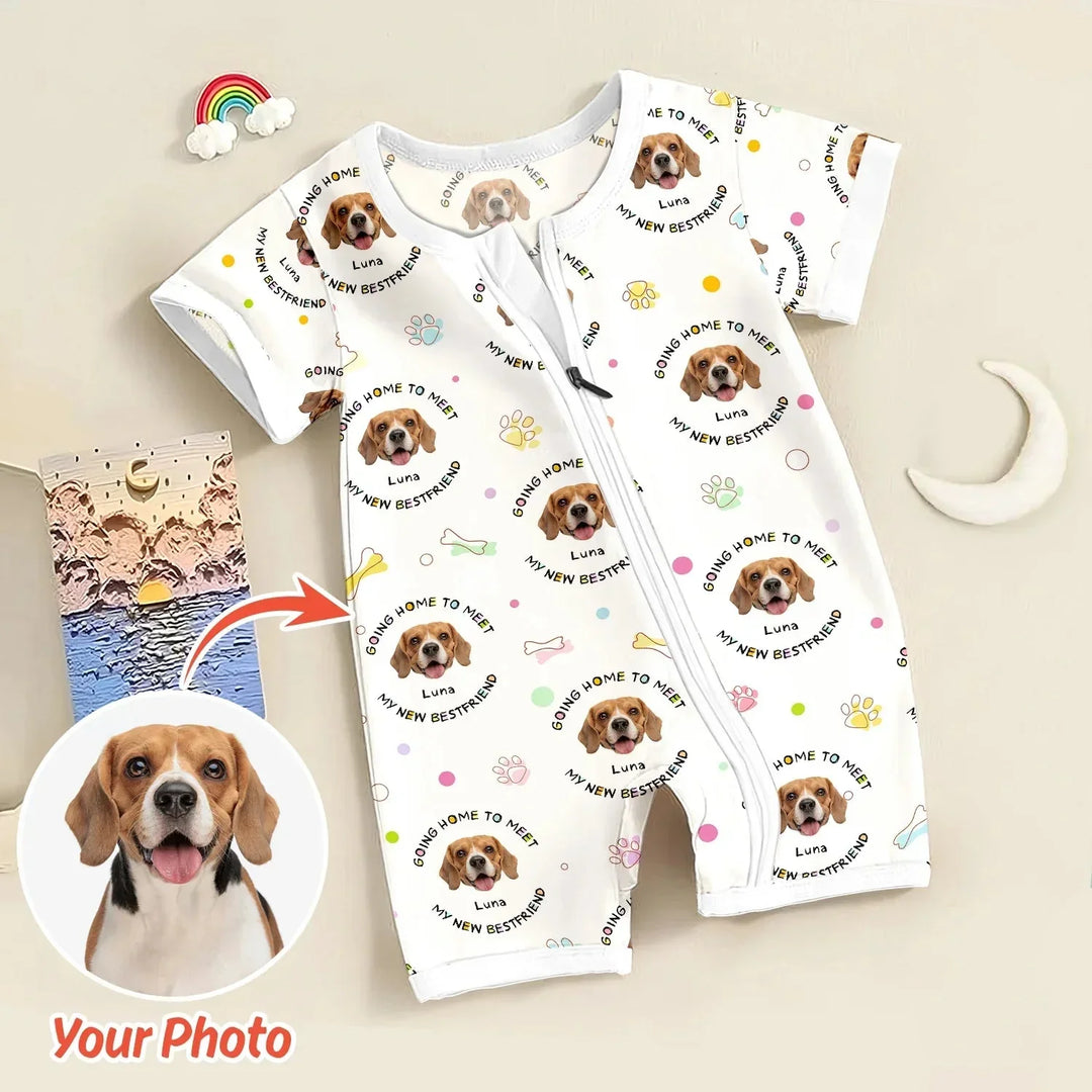 Custom Dogs Photo "Going home to meet my new best friend" Shorty Zippy , Custom Dogs Photo "Going home to meet my new best friend" Shorty Zippy - 0-3M