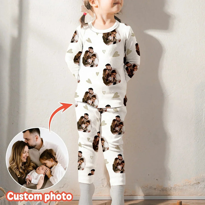 Custom Face All Over Print Baby Two Piece Long Sleeve Pajama Set , Custom Face All Over Print Baby Two Piece Long Sleeve Pajama Set - 12-18M