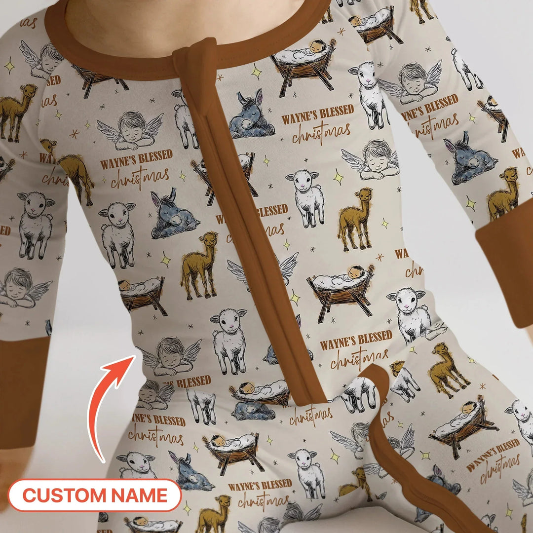 Custom Name Baby Blessed Christmas Convertible Zippy , Custom Name Baby Blessed Christmas Convertible Zippy - 0-3M