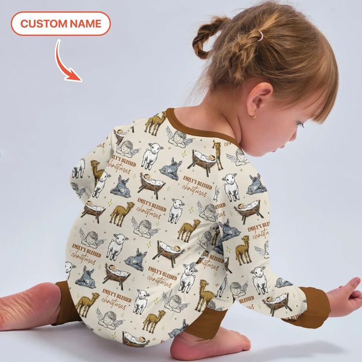 Custom Name Baby Blessed Christmas Convertible Zippy , Custom Name Baby Blessed Christmas Convertible Zippy - 0-3M