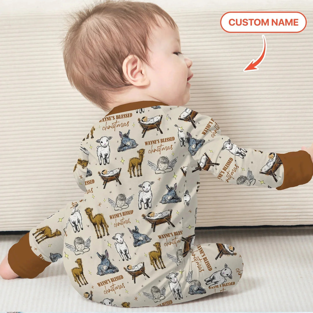 Custom Name Baby Blessed Christmas Convertible Zippy , Custom Name Baby Blessed Christmas Convertible Zippy - 0-3M