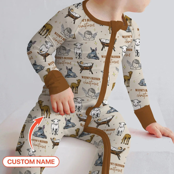 Custom Name Baby Blessed Christmas Convertible Zippy , Custom Name Baby Blessed Christmas Convertible Zippy - 0-3M
