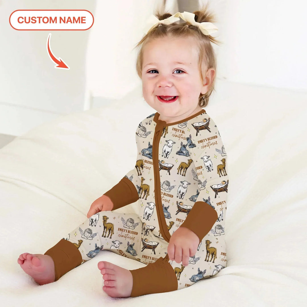 Custom Name Baby Blessed Christmas Convertible Zippy , Custom Name Baby Blessed Christmas Convertible Zippy - 0-3M