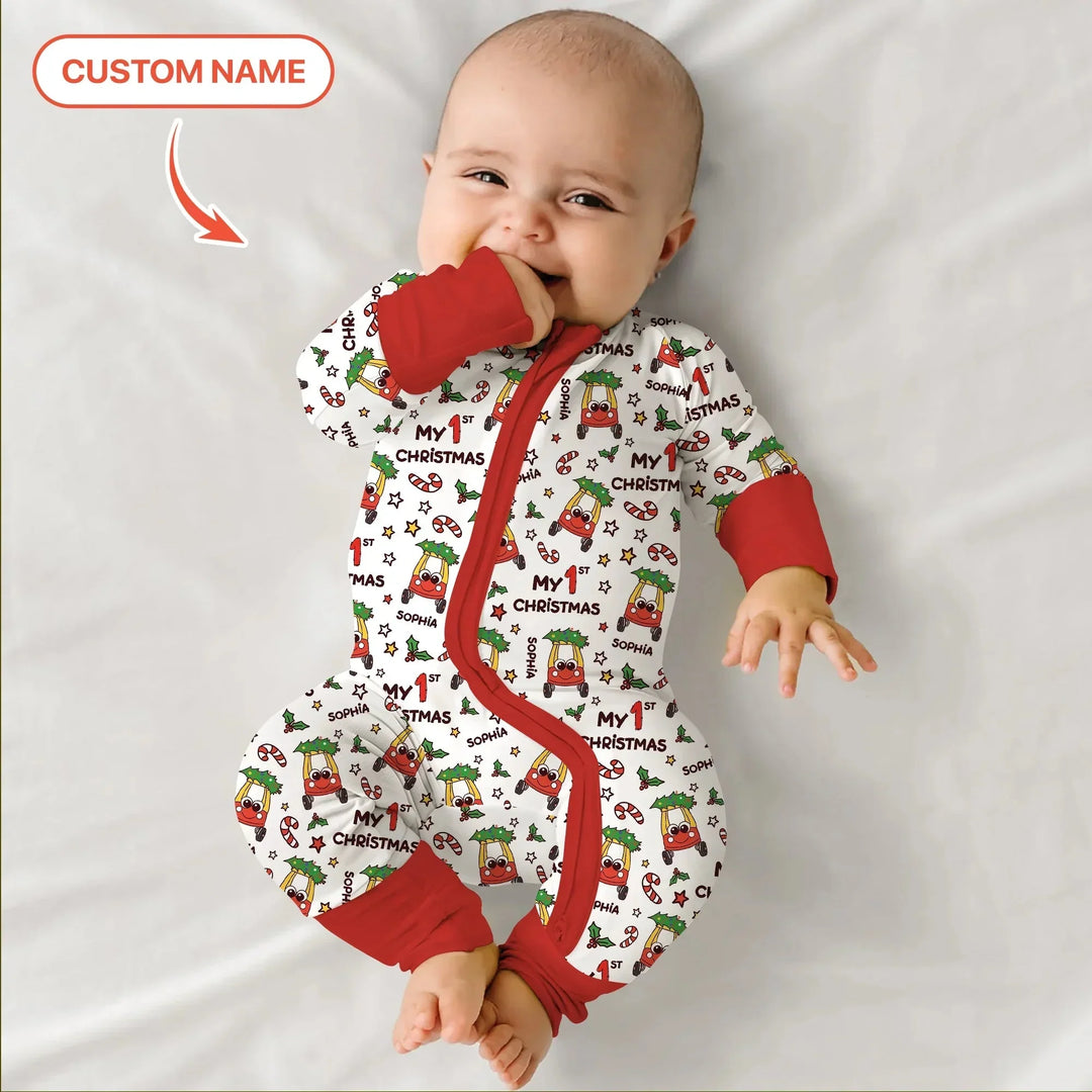 Custom Name Baby Car My 1st Christmas Convertible Zippy , Custom Name Baby Car My 1st Christmas Convertible Zippy - 0-3M