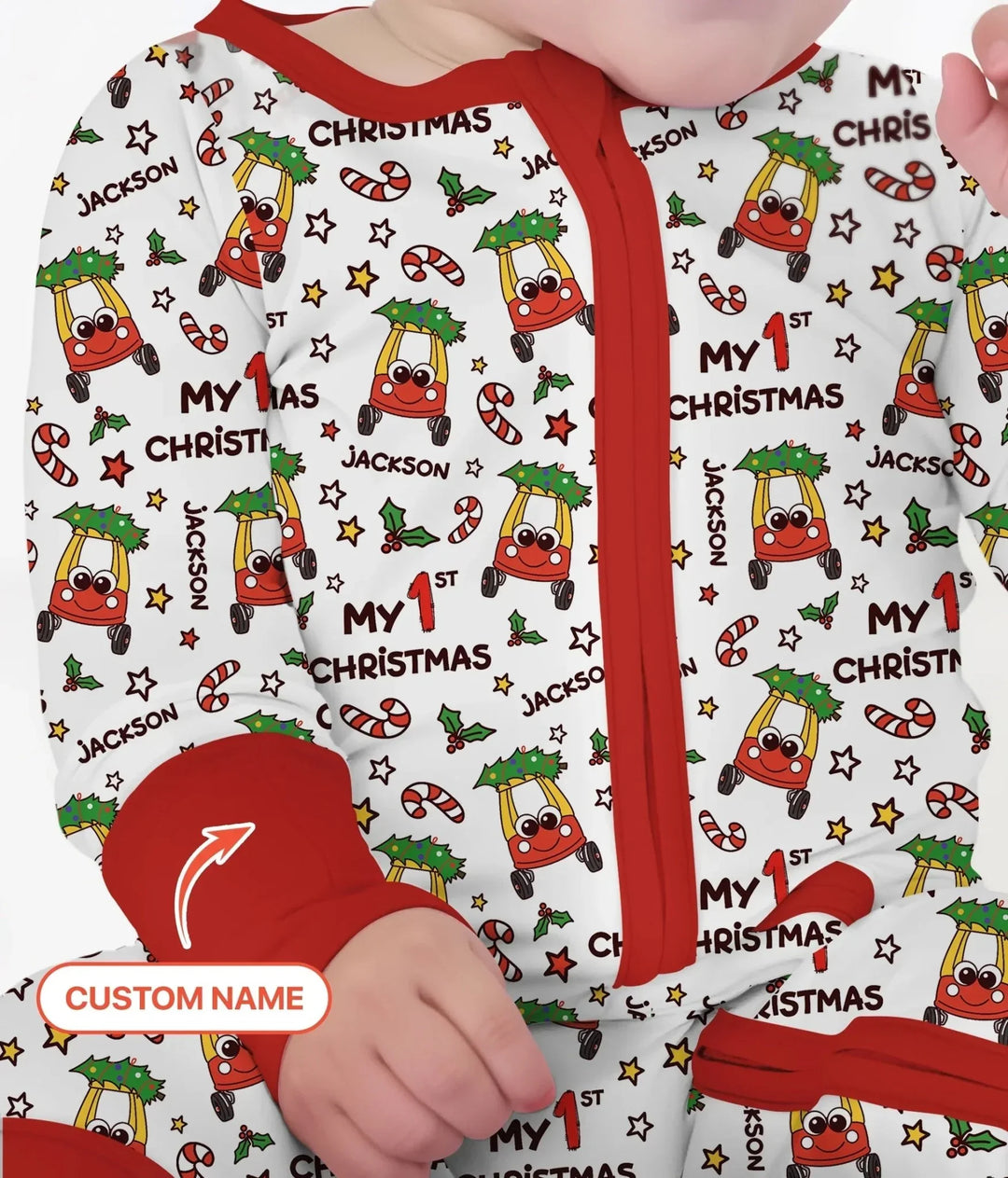 Custom Name Baby Car My 1st Christmas Convertible Zippy , Custom Name Baby Car My 1st Christmas Convertible Zippy - 0-3M