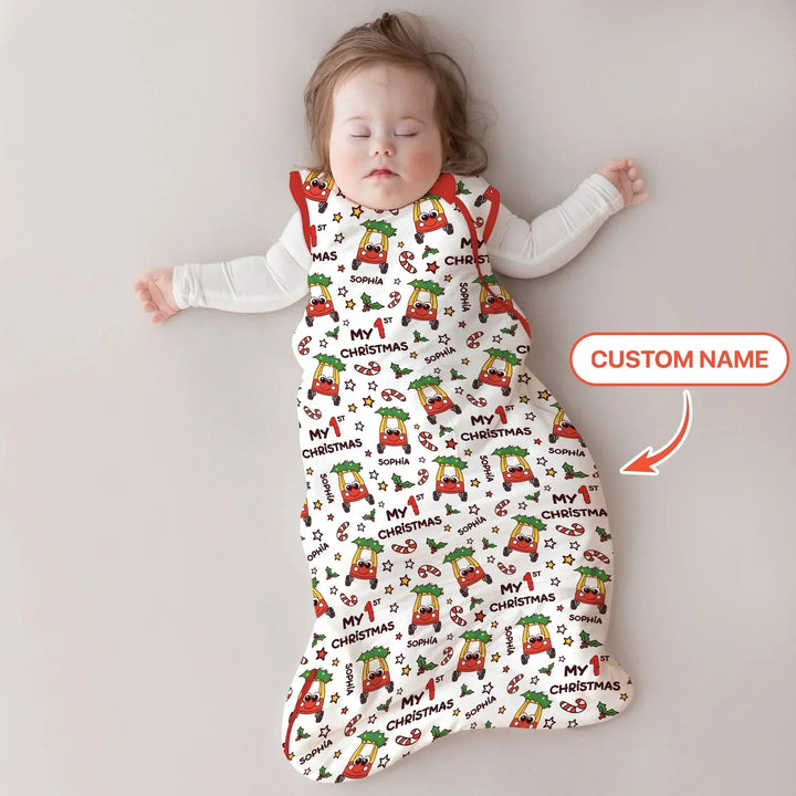 Custom Name Baby Car My 1st Christmas Sleep Bag For Baby , Custom Name Baby Car My 1st Christmas Sleep Bag For Baby - XS / 0.5 TOG