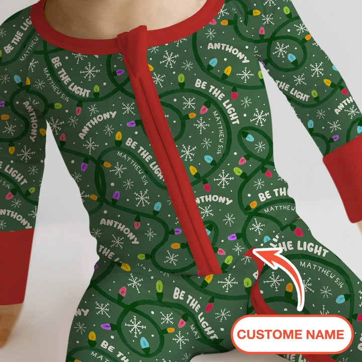 Custom Name Be The Light Christmas Convertible Zippy , Custom Name Be The Light Christmas Convertible Zippy - 0-3M