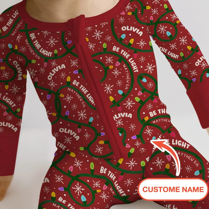 Custom Name Be The Light Christmas Convertible Zippy , Custom Name Be The Light Christmas Convertible Zippy - 0-3M