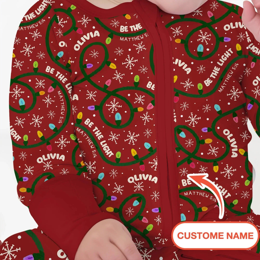 Custom Name Be The Light Christmas Convertible Zippy , Custom Name Be The Light Christmas Convertible Zippy - 0-3M