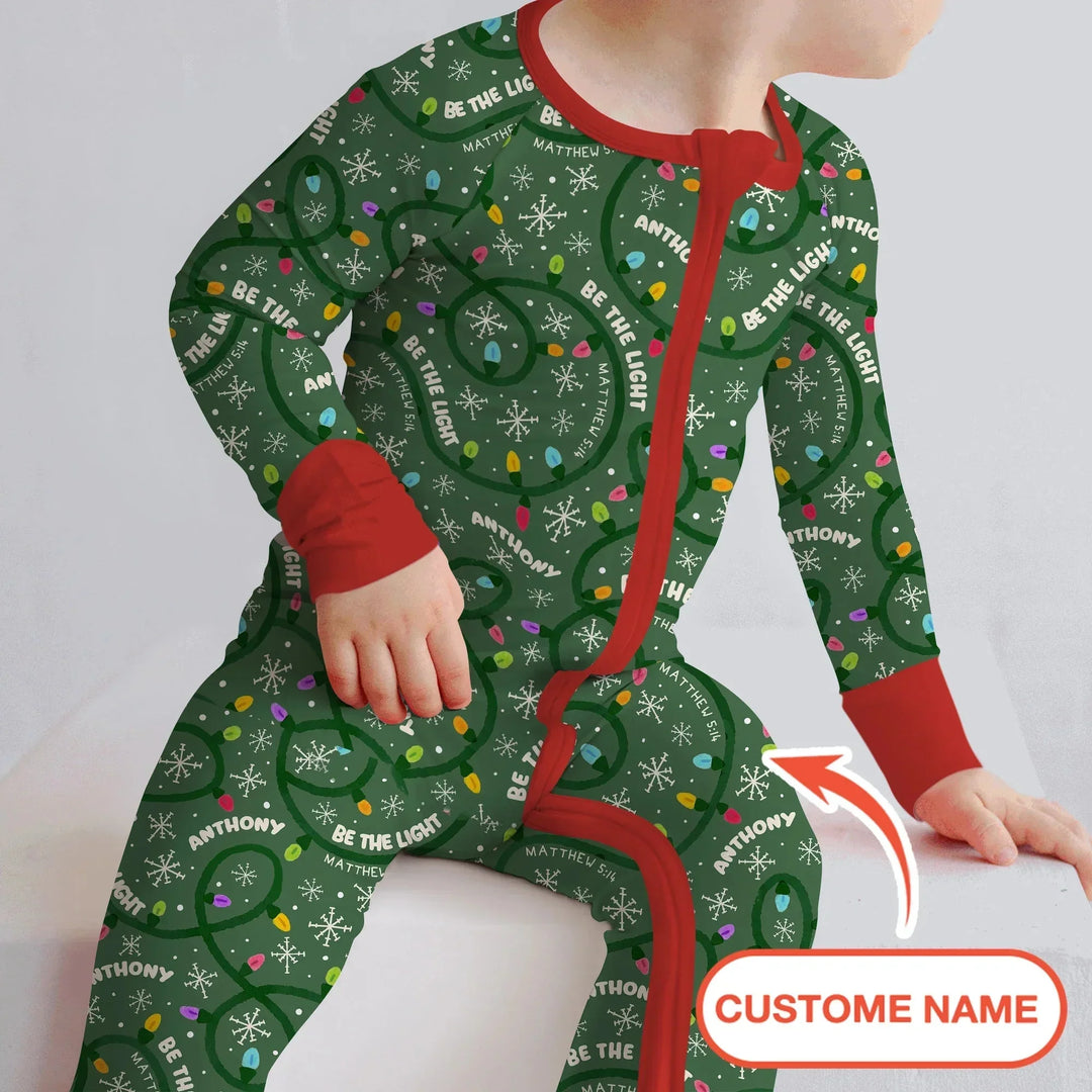 Custom Name Be The Light Christmas Convertible Zippy , Custom Name Be The Light Christmas Convertible Zippy - 0-3M