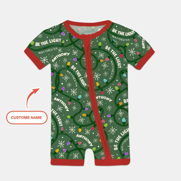 Custom Name Be The Light Christmas Shorty Zippy , Custom Name Be The Light Christmas Shorty Zippy - 0-3M
