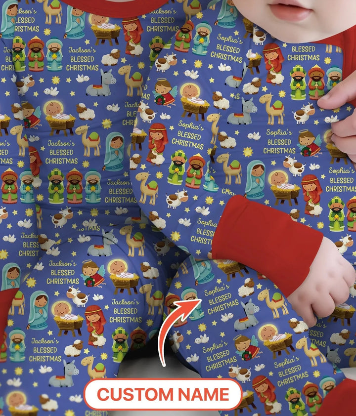 Custom Name Blessed Christmas Night Convertible Zippy , Custom Name Blessed Christmas Night Convertible Zippy - 0-3M