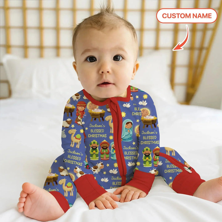 Custom Name Blessed Christmas Night Convertible Zippy , Custom Name Blessed Christmas Night Convertible Zippy - 0-3M