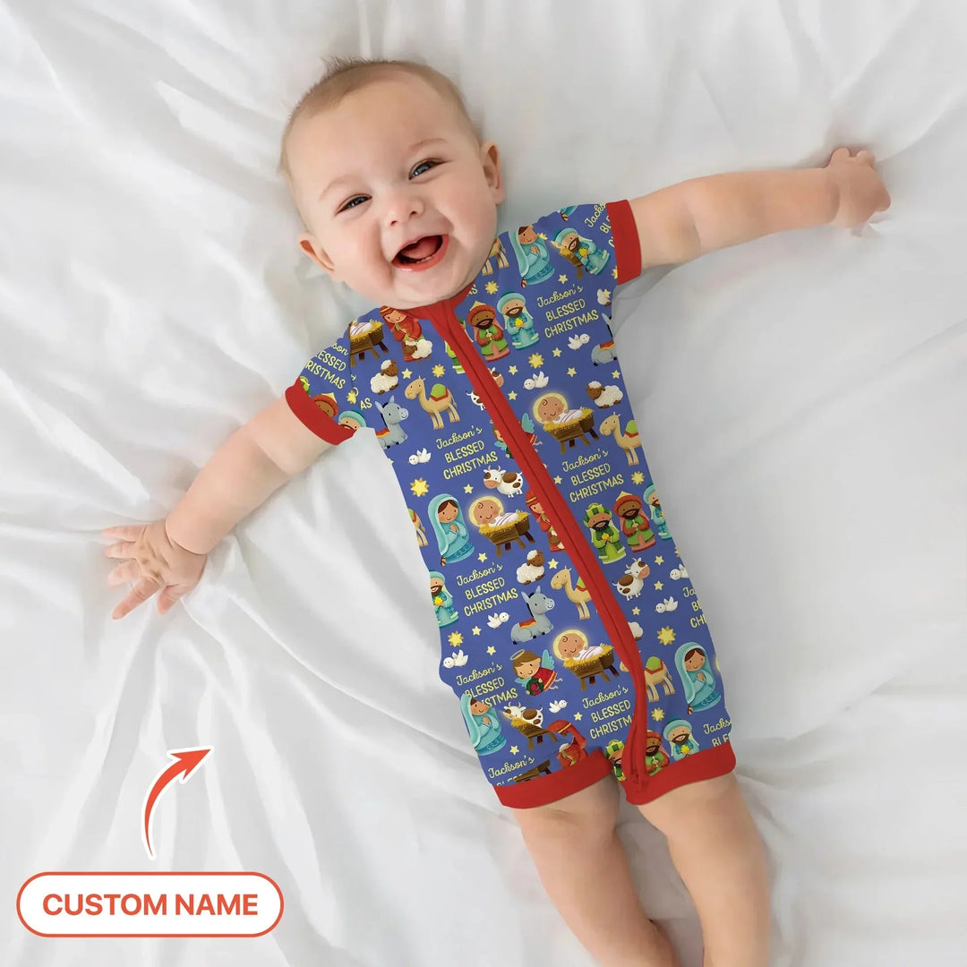 Custom Name Blessed Christmas Night Convertible Zippy , Custom Name Blessed Christmas Night Convertible Zippy - 0-3M
