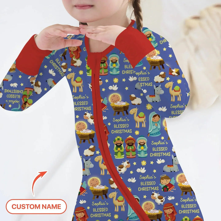 Custom Name Blessed Christmas Night Convertible Zippy , Custom Name Blessed Christmas Night Convertible Zippy - 0-3M
