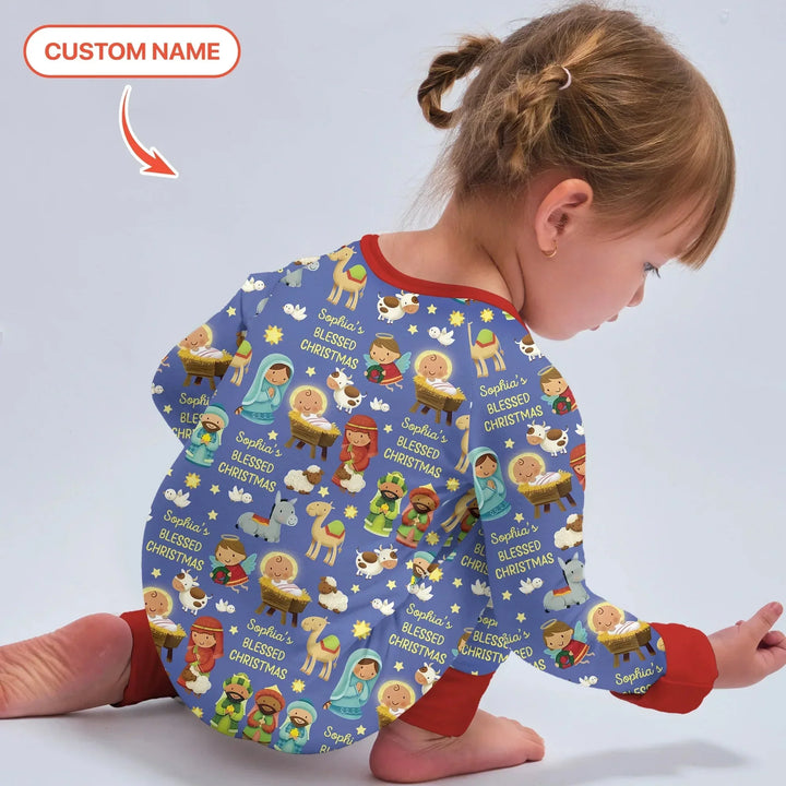 Custom Name Blessed Christmas Night Convertible Zippy , Custom Name Blessed Christmas Night Convertible Zippy - 0-3M